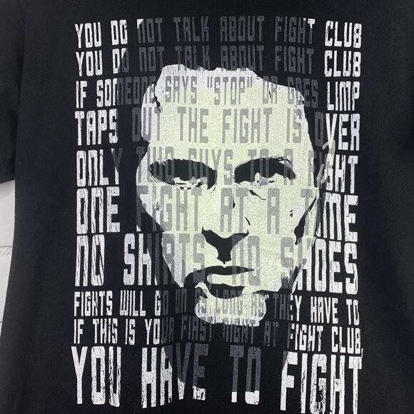 Tee Villain tshirt Fight Club rules ringspun cotton black unisex small - Picture 3 of 5